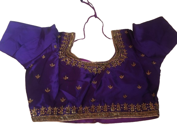Raw Silk Royal blue Designer Blouse 41